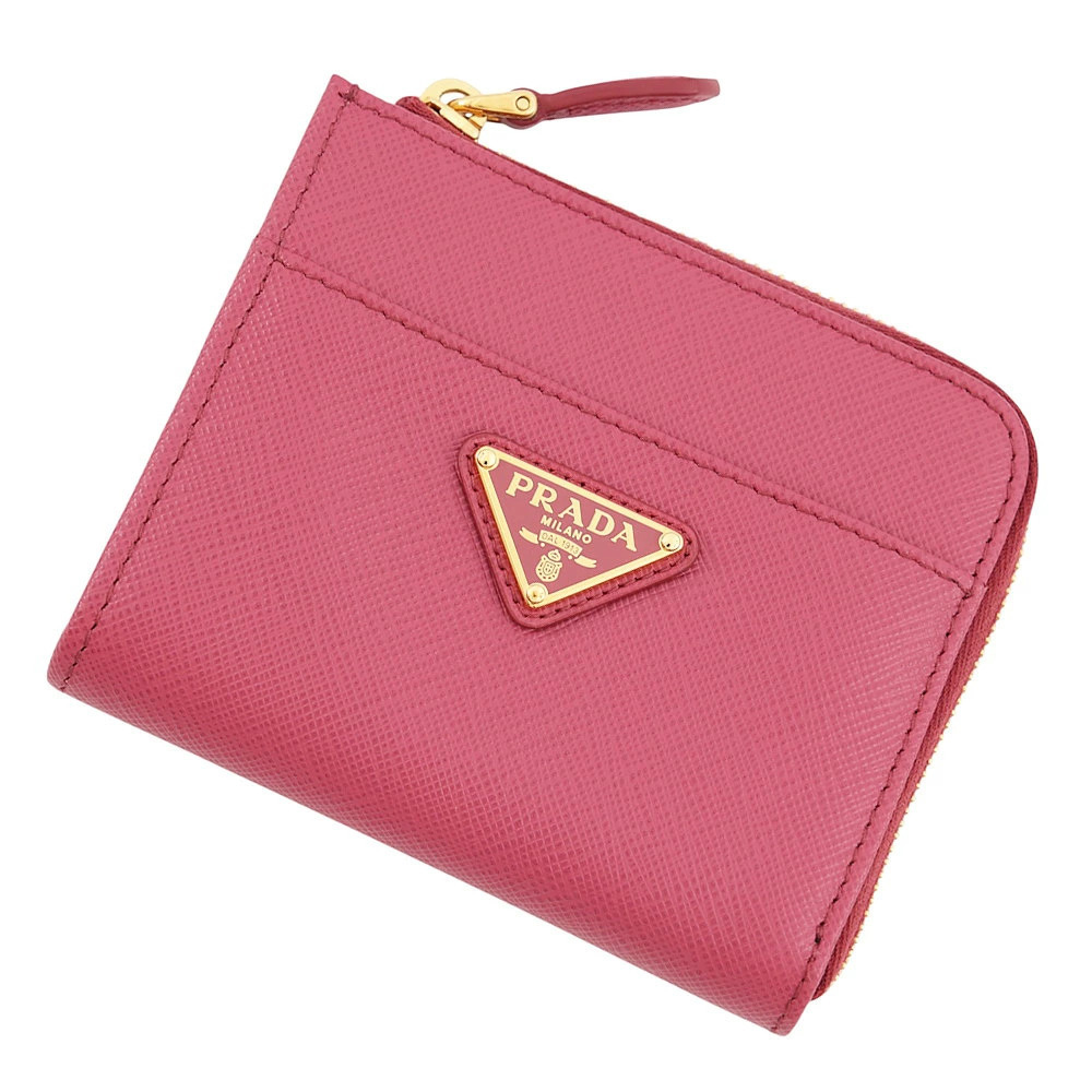Prada coin case Wallet triangle compact wallet L shaped zipper leather